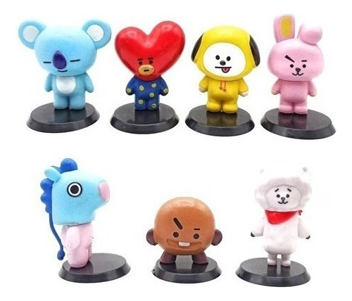 Paquete De 7 Figuras Bts Bt21 Kpop 6-8cm Cookie, Tata, Chim