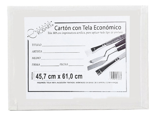 Carton Con Tela Lienzo Rodart #309 45x60cm, 2 Piezas