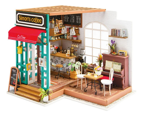 Casa De Muñecas En Miniatura Diy Rolife Simon's Coffee Shop