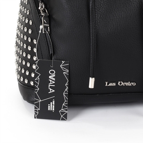 Imagen 6 de 6 de Mochila Mujer Las Oreiro Cuero Sintetico Grande Tachas Dama