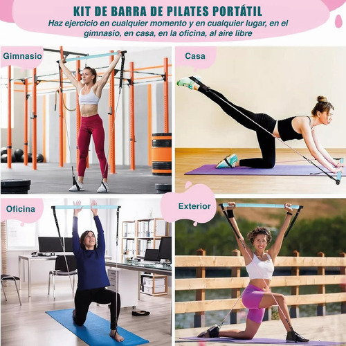 Set De Pilates Barra Bandas Resistencia Elasticas Ejercicio