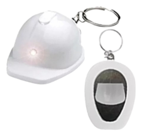 10 X Llavero Destapador De Botella + Linterna, Casco Blanco