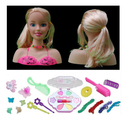 X Busto Muñeca Para Peinar Y Maquillar Con Accesorios Pelo