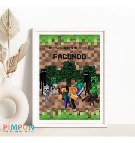 Kit Imprimible Minecraft Mod- 2 - Textos Editables