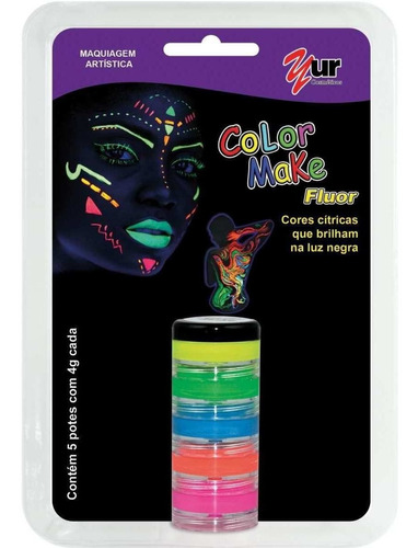 Pintura Facial Cremosa Color Make 5 Cores Neon Fluorescente