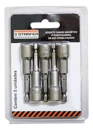 Soquete Canhao Magn.starfer D 7/16  - Kit C/5 Unidades