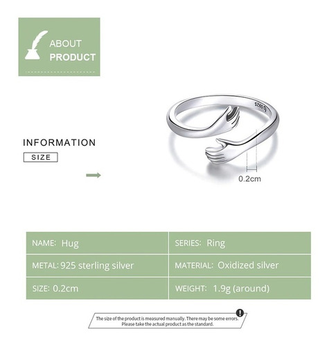 Anillo Ajustable Abrazo Para Mujer Fabricado En Plata 925