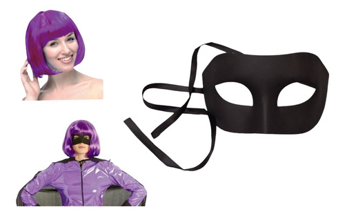 Peluca Morada + Antifaz Cosplay Hit Girl Disfraz Kick Ass