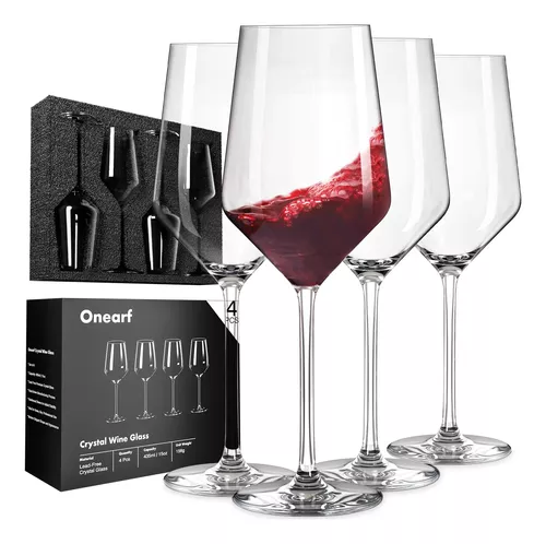 Copas de vino tinto de cristal – Elegante copa de vino rojo/blanco hecha de  cristal de alta calidad 100% sin plomo