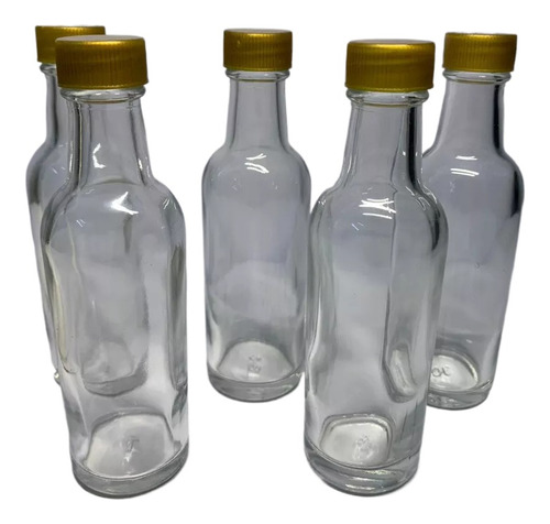 Botella Vidrio Redonda 50 Ml, Tequilera Mini Aluminio -225pz