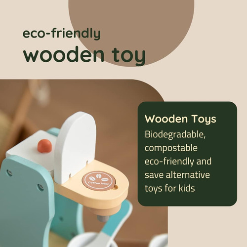 Accesorios De Cocina De Madera, Cafetera Para Niños, Cafeter