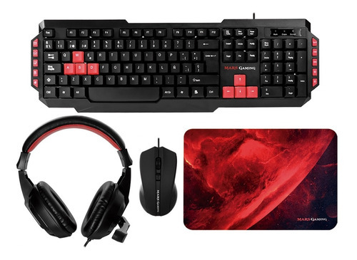 Kit Gamer Teclado Mouse Auricular Pad Pc Mrcp1 Mars Gaming Color Del Teclado Negro Color Del Mouse Negro