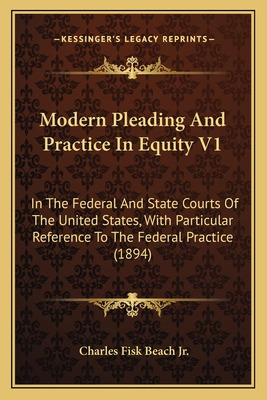 Libro Modern Pleading And Practice In Equity V1: In The F...