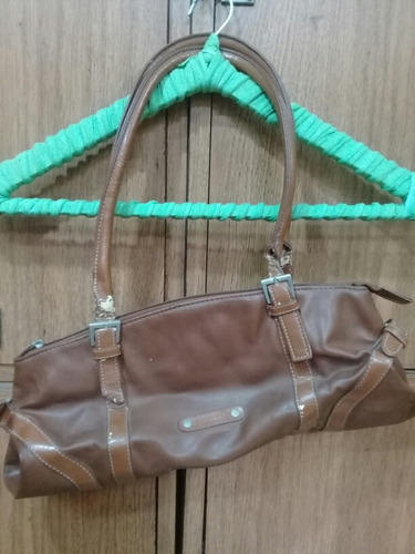 Cartera Bolso De Cuero Ecologico Marron Con Averias 