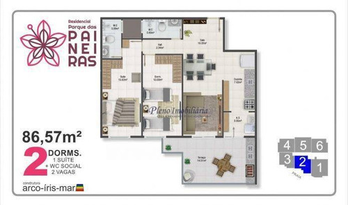 Imagem 17 de 21 de Apartamento Com 2 Dormitórios Sendo 1 Suíte, À Venda, 83 M² Por R$ 502.150 - Maracanã - Praia Grande/sp - Ap0830