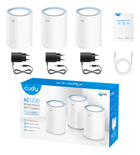 Router Cudy M1200 Ac1200 Dual Band Wifi 10/100 Mbps  3 Pack