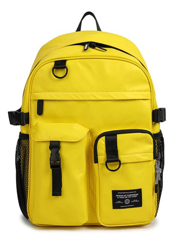 Mochila Espalda Multibolsillo Neutra 17 Naval FS52 Chimola Color Yellow-amarillo Diseño De La Tela Liso