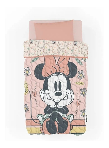 Cubrecama Cover Quilt 1 1/2 Minnie Verano Disney Piñata Orig