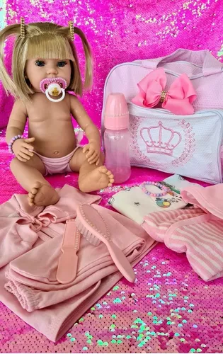 Boneca Bebe Reborn Baby Alive + Enxoval 14 Itens Cilios