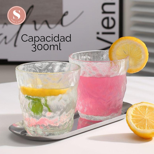 Set 6 Vasos Licor Whisky Vidrio Relieve 300ml