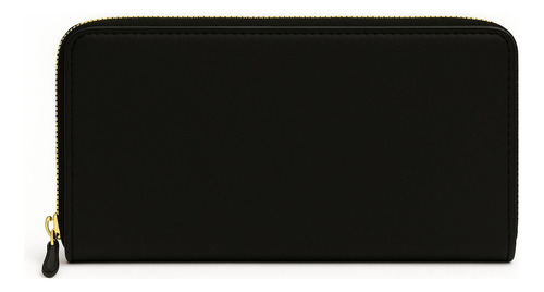Cartera Monedero Billetera Luxury Gran Capacidad Moda Mujer Larga Lisa Negra Cierre Premium