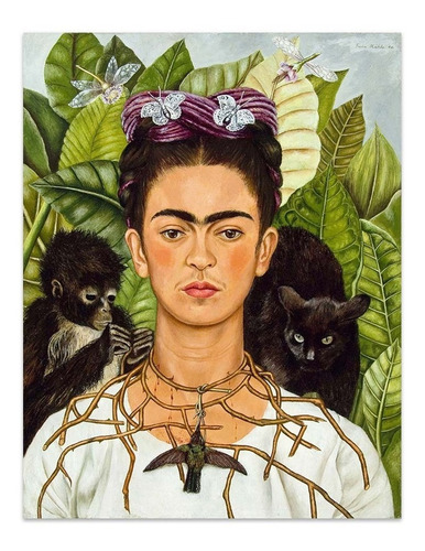 Cuadro Canvas Autorretrato Con Collar De Espinas Frida 47x61
