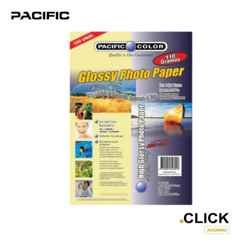 100 Hojas Papel Fotográfico Glossy 110 Gr A4/ Click Ahorro