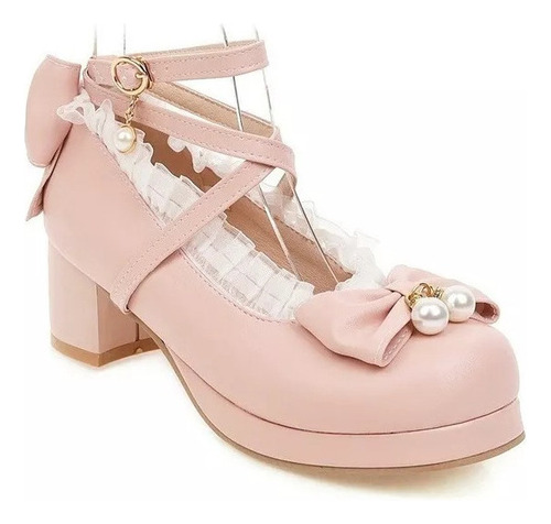 Zapatos De Princesa Bordados Con Lazo Con Volantes Lolita