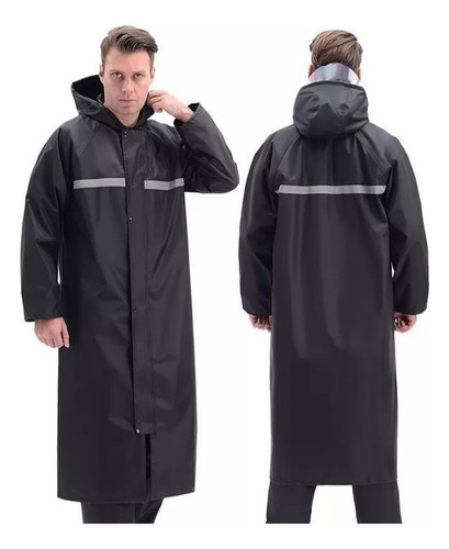 Impermeable Gabardina Negro Para Adulto Chamarra Chaqueta