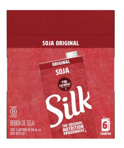 Silk Bebida De Soya Sabor Original 6 Uni - Ml A $20