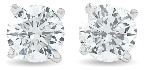 Aretes De Diamantes Naturales De Talla Brillante Redonda 1 K