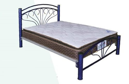 Cama clásica Mobile Aris individual color azul fabricada en tubular acero inoxidable