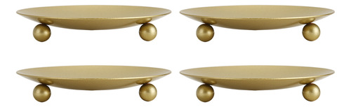 Bandeja De Metal Para Velas, 4 Unidades, Placa, Color Dorado