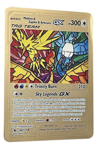 Carta Pokemon Metalica Trinidad Moltres, Zapdos, Articuno Gx