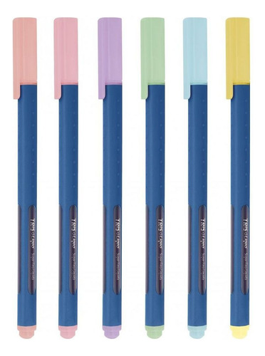 Caneta Hidrográfica 0.4 6 Cores Pastel Liqeo Tris