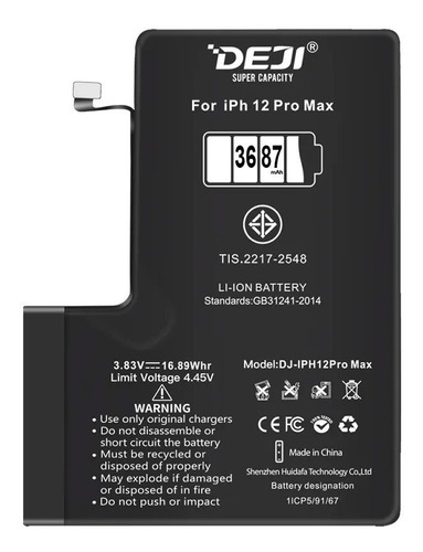 Bateria De Litio Para iPhone 12 Pro Max Premium Marca Deji