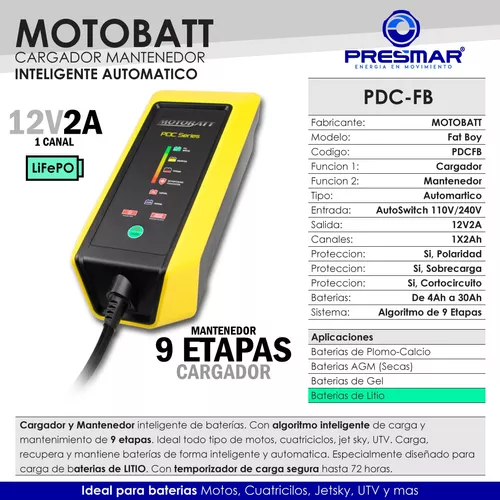 Baterias Motobatt Cargador y Mantenedor de Baterías Motobatt / Fat