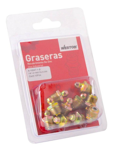 Grasera 1/8-27 Npt Recta H-200 Blister De 10 Piezas