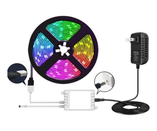 Fita Led 5 Mts Rgb 2835-54 Cores + Fonte + Controle