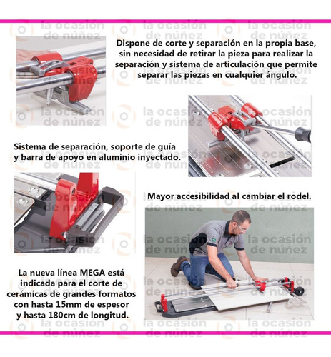 Imagen 3 de 8 de Cortadora Manual Ceramica Porcelanato Mega 155 Cm Cortag Pro