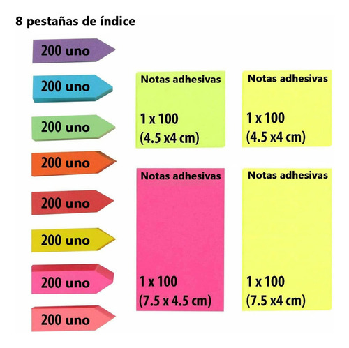 Notas Adhesivas De Colores, Kit De Notas Adhesivas