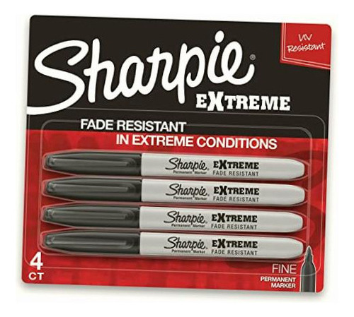 Marcadores Permanentes Sharpie Extreme, Punta Fina, Negro, 4