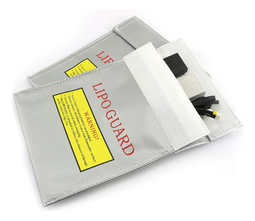 Rlecs 2pcs Rc Lipo Safe Bag Ignifugo Lipo Guard Silver Lith