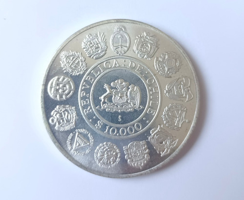 Imagen 4 de 7 de Moneda 10000 Pesos Chile 1991 Encuentro De Dos Mundos Repro