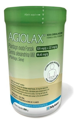 Suplemento granulado Takeda AGIOLAX en un frasco de 100 ml