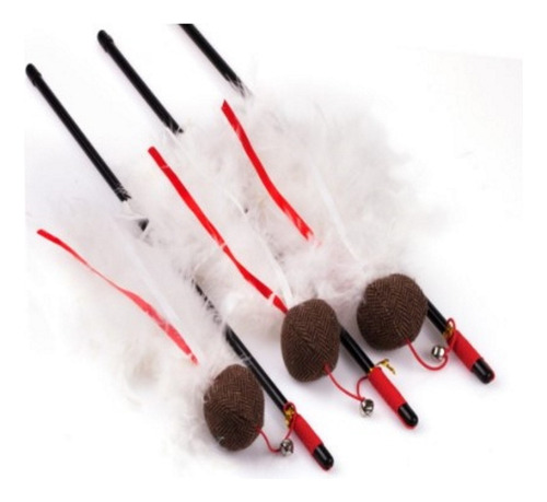 Juguete Gatos Pawffy Stick Cuerda Plumas Cascabel Sunny Color Blanco