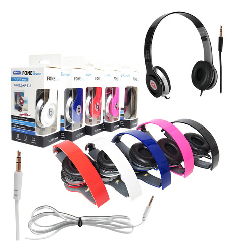 Fone De Ouvido Headphone Com Fio Estéreo Dobrável Pc Celular