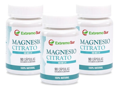 Suplemento en cápsula Extremo Sur  Citrato de Magnesio en pote de 45g 270 un pack x 3 u