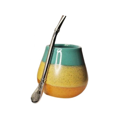 Imagen 2 de 4 de Mate Argentino Con Bombilla | Vaso Para Tomar Té Con Pajilla