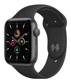 Apple Watch SE (GPS, 44mm) - Caja de aluminio color gris espacial - Correa deportiva Negra